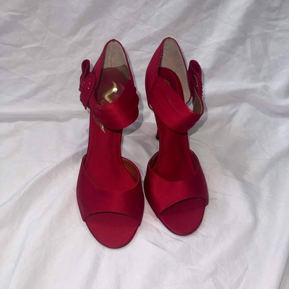 Nina Red Satin Women's Heels - Picture 1 of 3